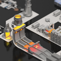 illustration isomtrique - Les processus industriels de fabrication de l'acier.